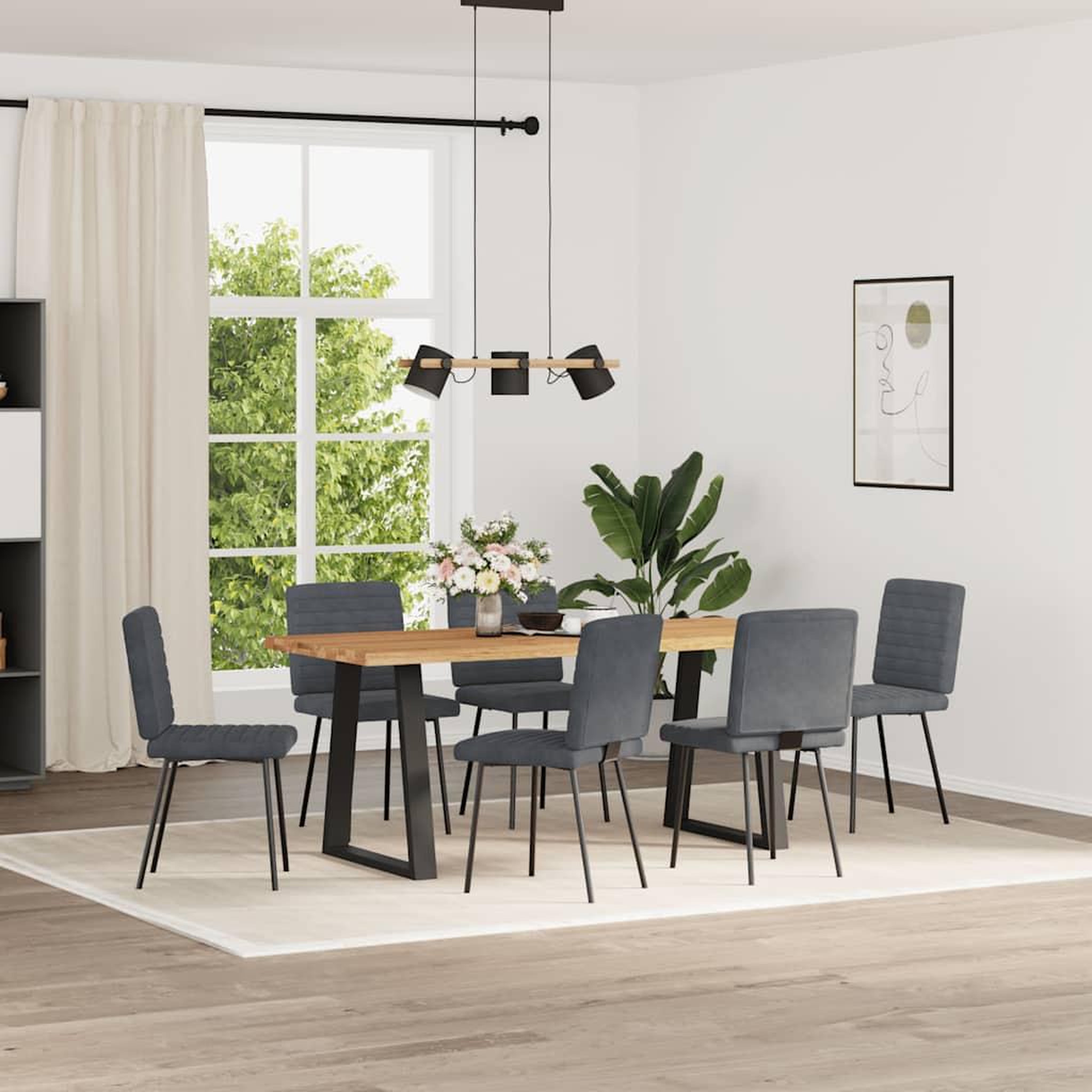 Voir la diapositive 2 : VIDAXL Chaises a manger lot de 6 gris fonce velours