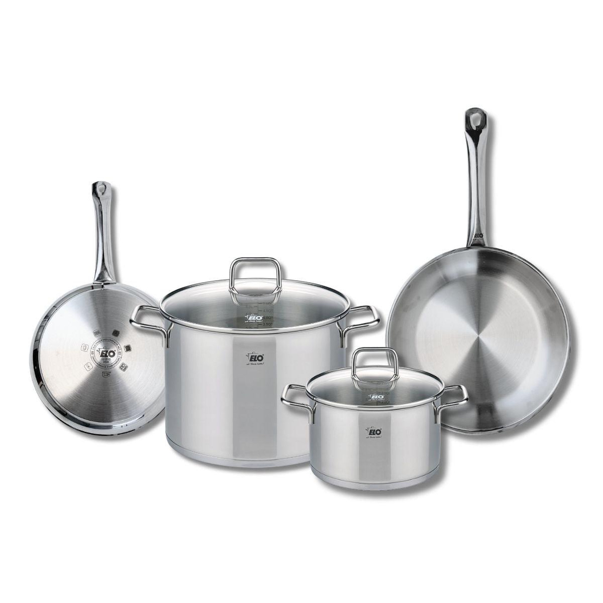 ELO Set de 2 poêles de cuisson 24 et 28 cm et 2 faitouts 20 et 26 cm elo profi citrin