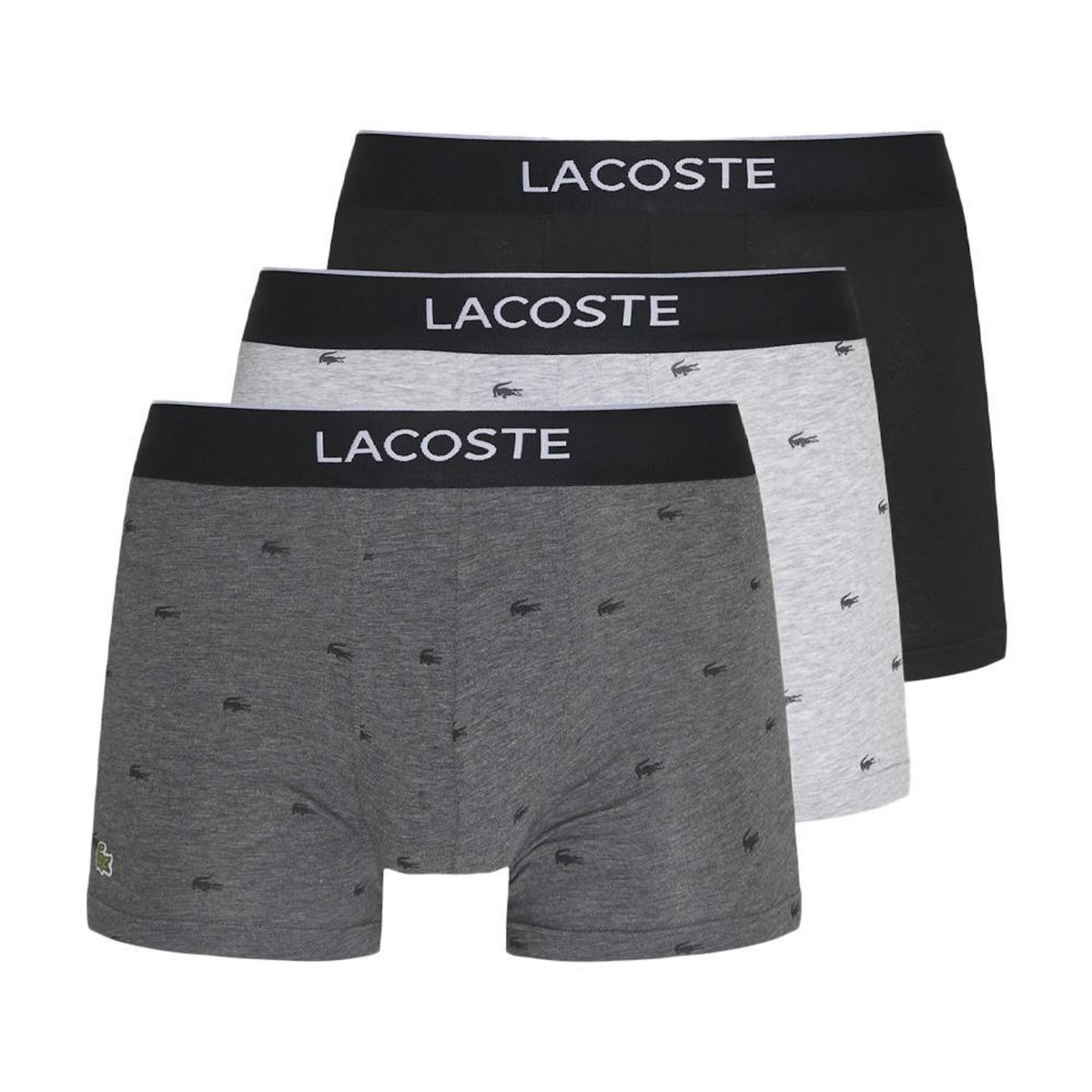 Lacoste X3 Boxers Gris/Noir Homme Lacoste LOGO 5H3411