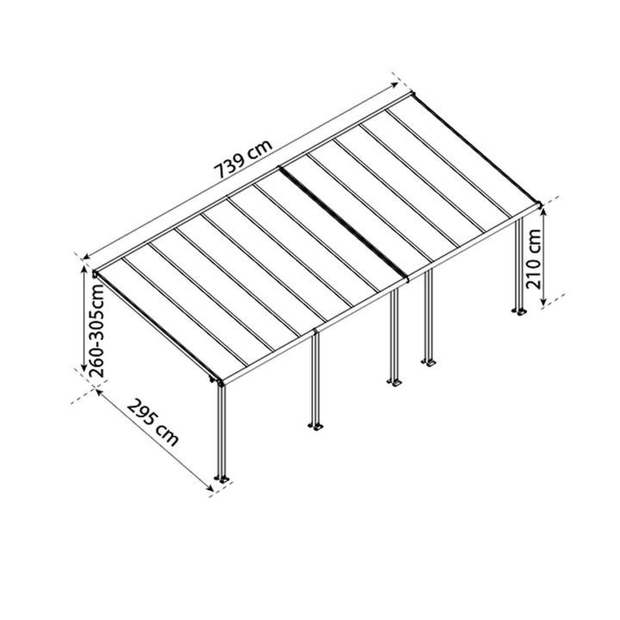 Voir la diapositive 2 : Palram Pergola 21.8m² gris anthracite - 704353