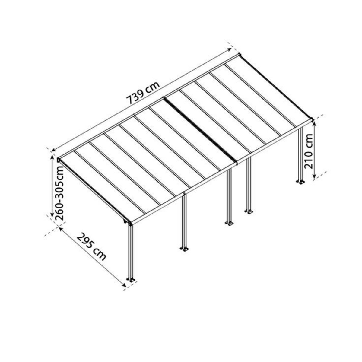 Palram Pergola 21.8m² gris anthracite - 704353