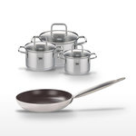 ELO Lot Poêle 24cm avec revêtement céramique sans PFAS & 3 Faitouts Elo Bistro Line Citrin