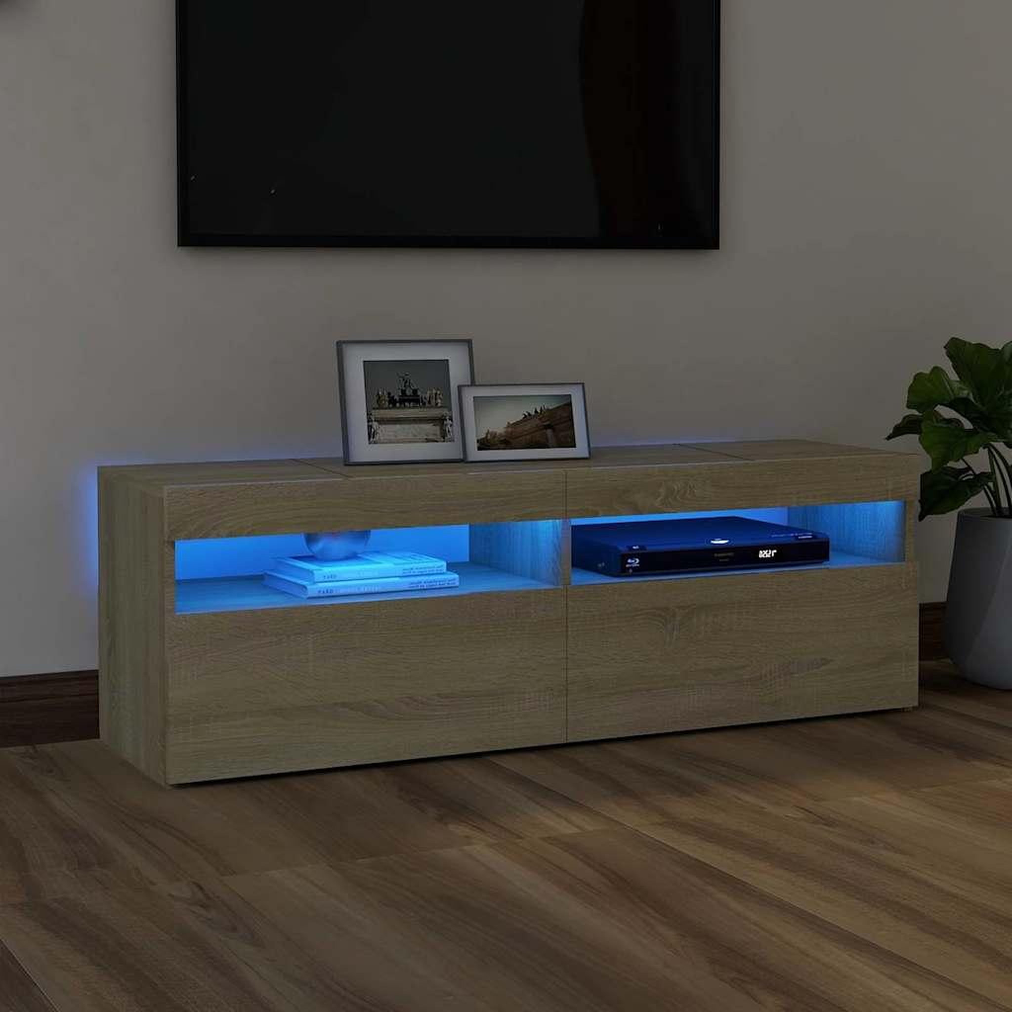 VIDAXL Meuble TV avec lumieres LED chene sonoma 120x35x40 cm