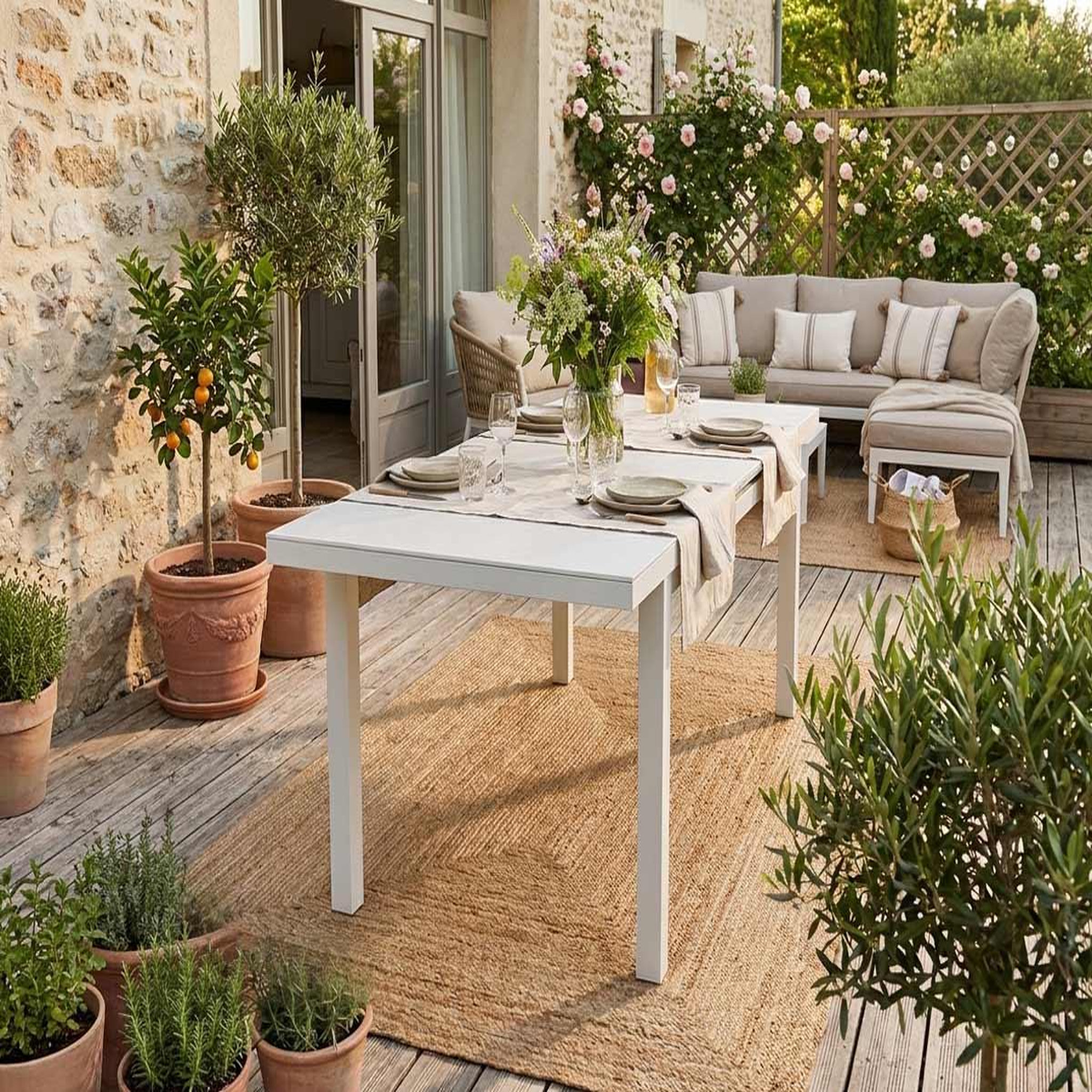 Voir la diapositive 3 : JARDIDECO Table de jardin rectangulaire extensible en aluminium koloa 8/10 places - jardideco