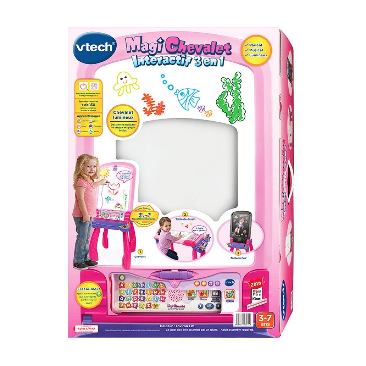 VTECH Magi chevalet interactif 3 en 1 rose 