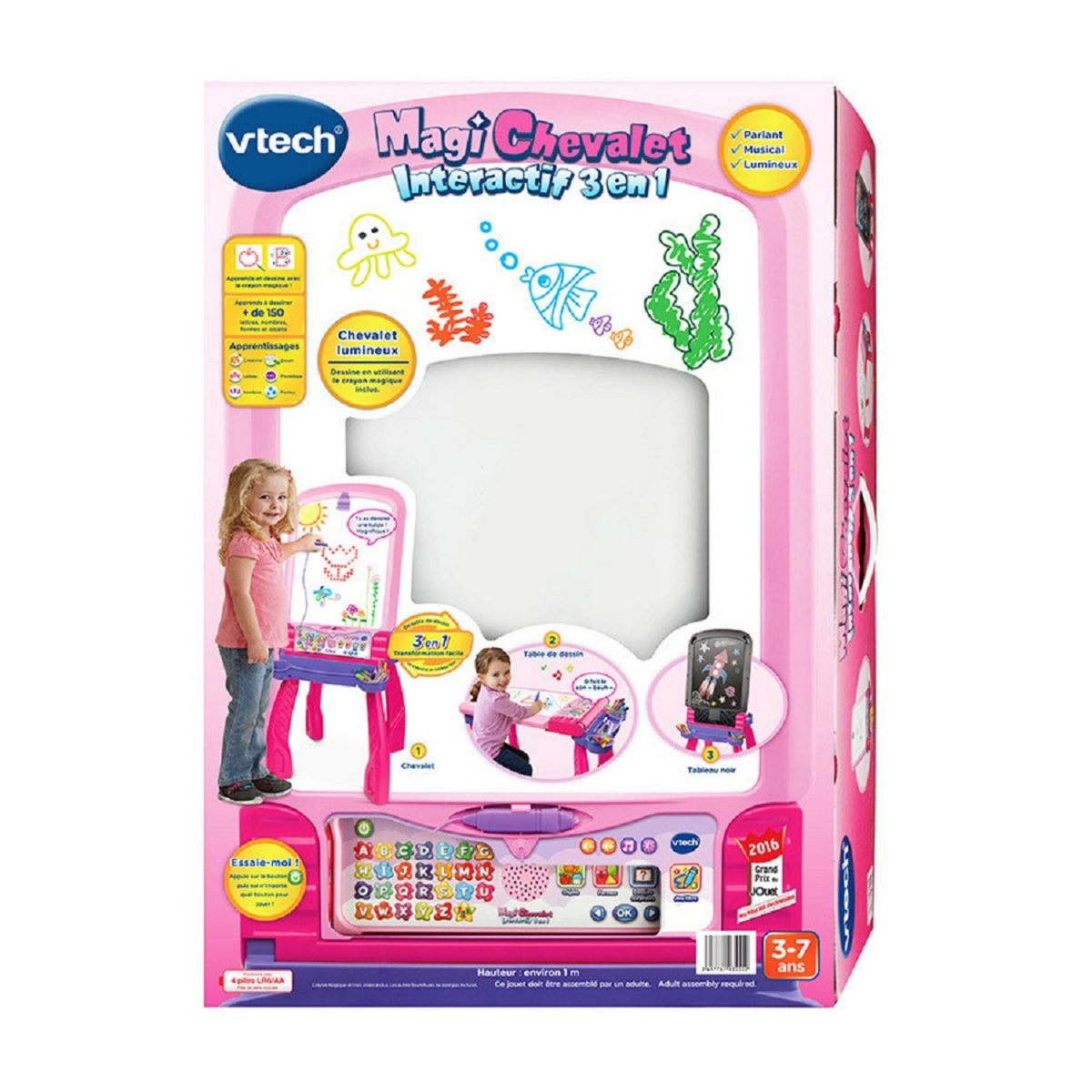 VTECH Magi chevalet interactif 3 en 1 rose 