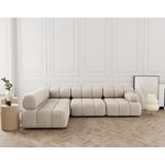 LISA DESIGN Ruby - canapé modulable d'angle gauche 5 places en velours texturé. Coloris disponibles : Orange, Bleu, Gris, Beige, Noir