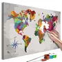 Paris Prix Tableau à Peindre Soi-Même  Carte du Monde avec Rose des Vents  40x60cm