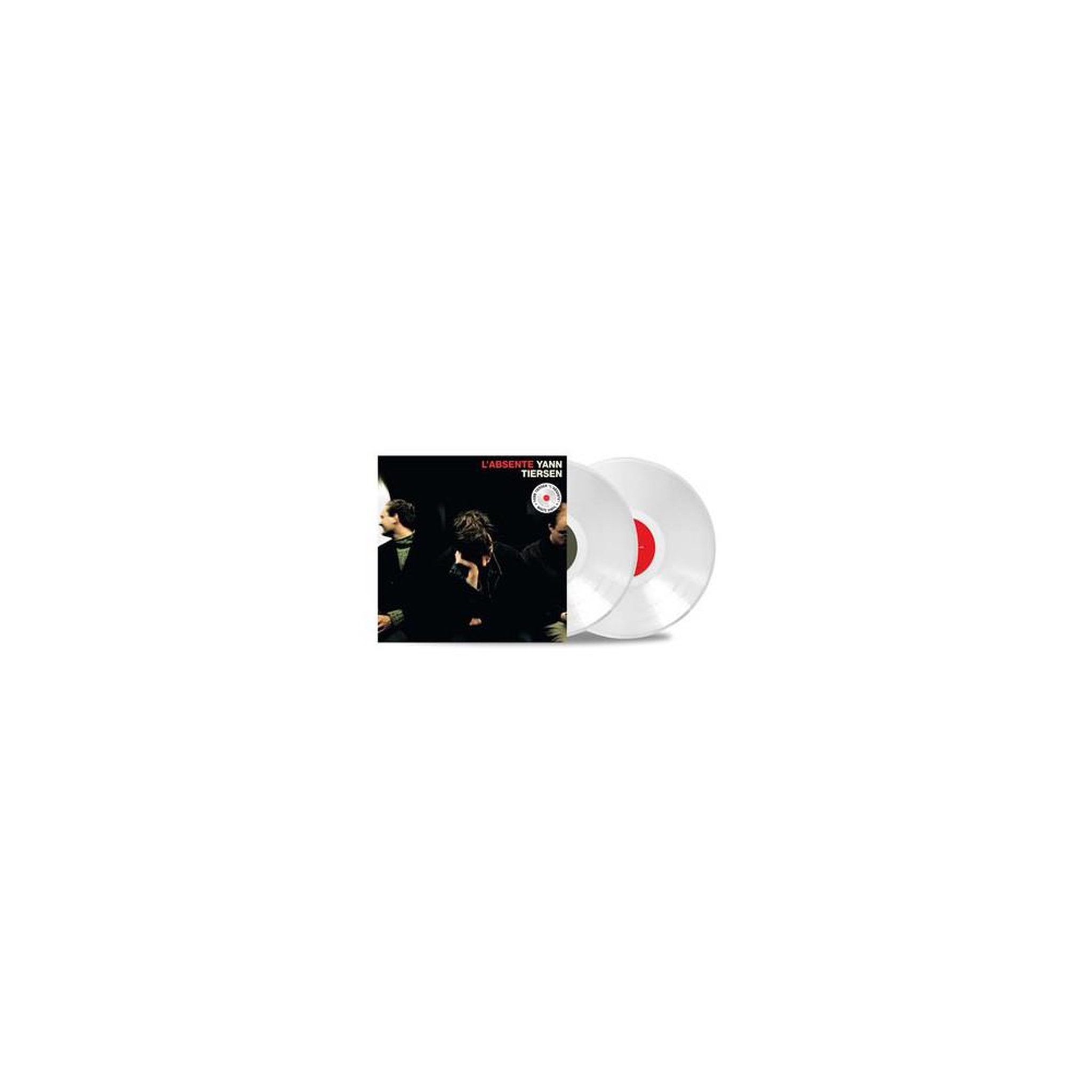 Vinyle anniversaire l'absente 25 ans blanc, visuel disque avec label centré et détail rouge
