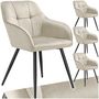 Voir la diapositive 1 : tectake Chaise de salle à manger rembourrée et en velours matelassé crème/noir Lot de 4