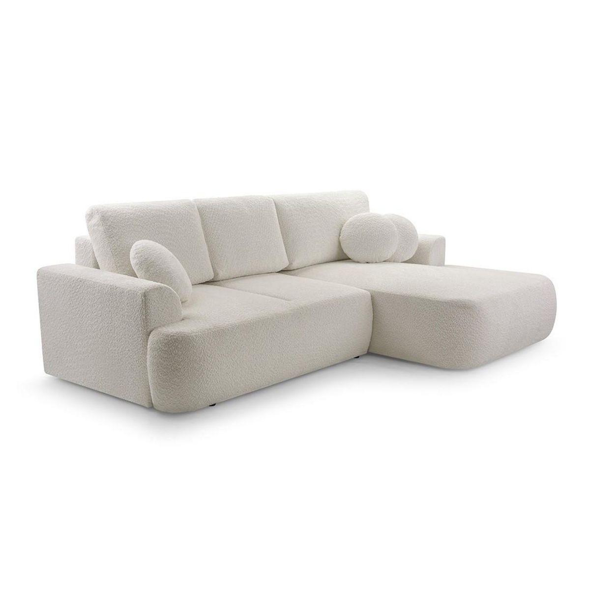 BEST MOBILIER Candela - canapé d'angle droit 4 places - convertible avec coffre - en tissu bouclette