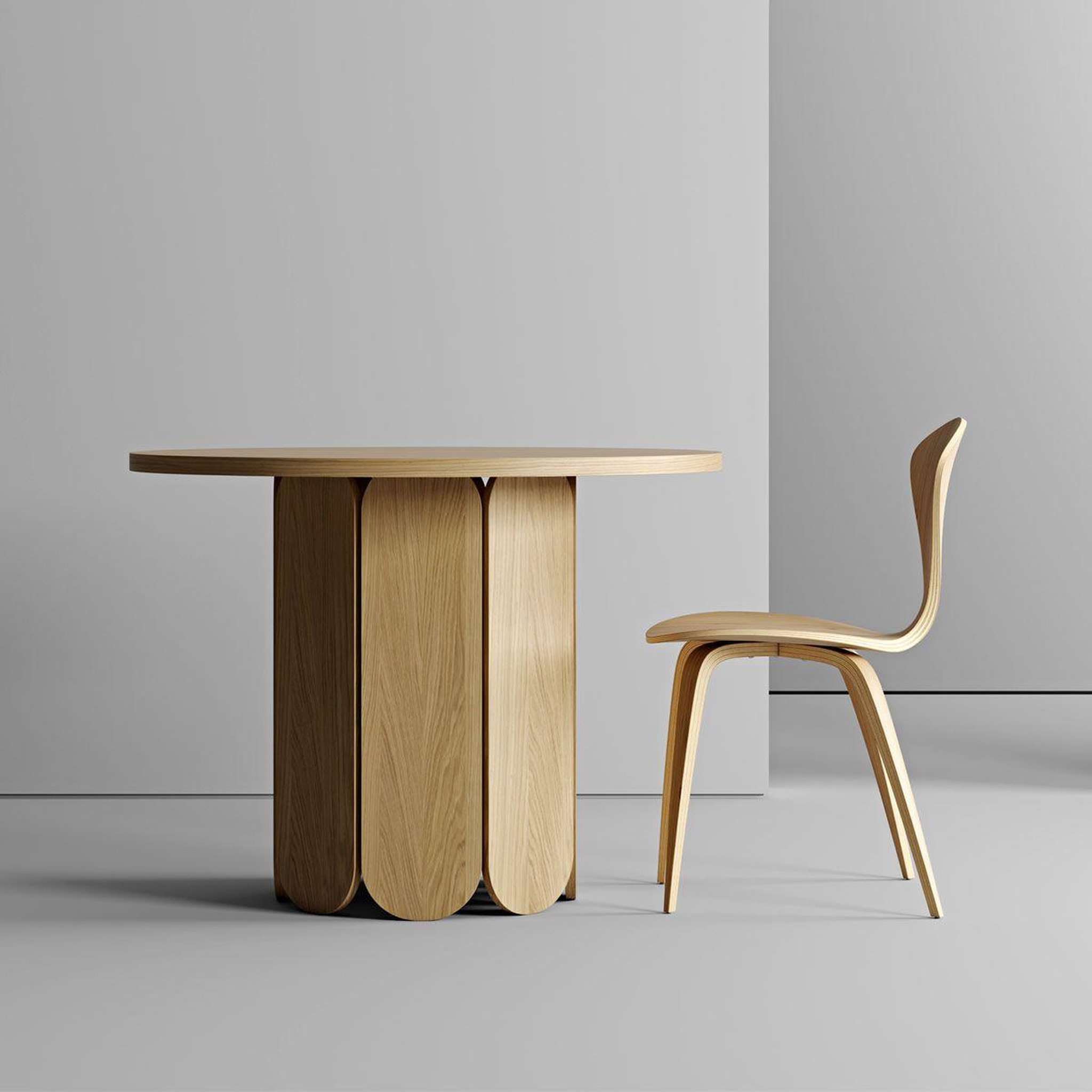 Voir la diapositive 4 : Paris Prix Table à manger ronde design  soft  98cm chêne