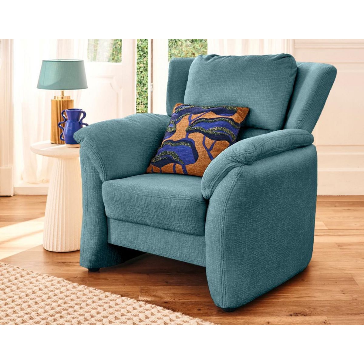 LISA DESIGN Bastille - fauteuil en tissu velours relief