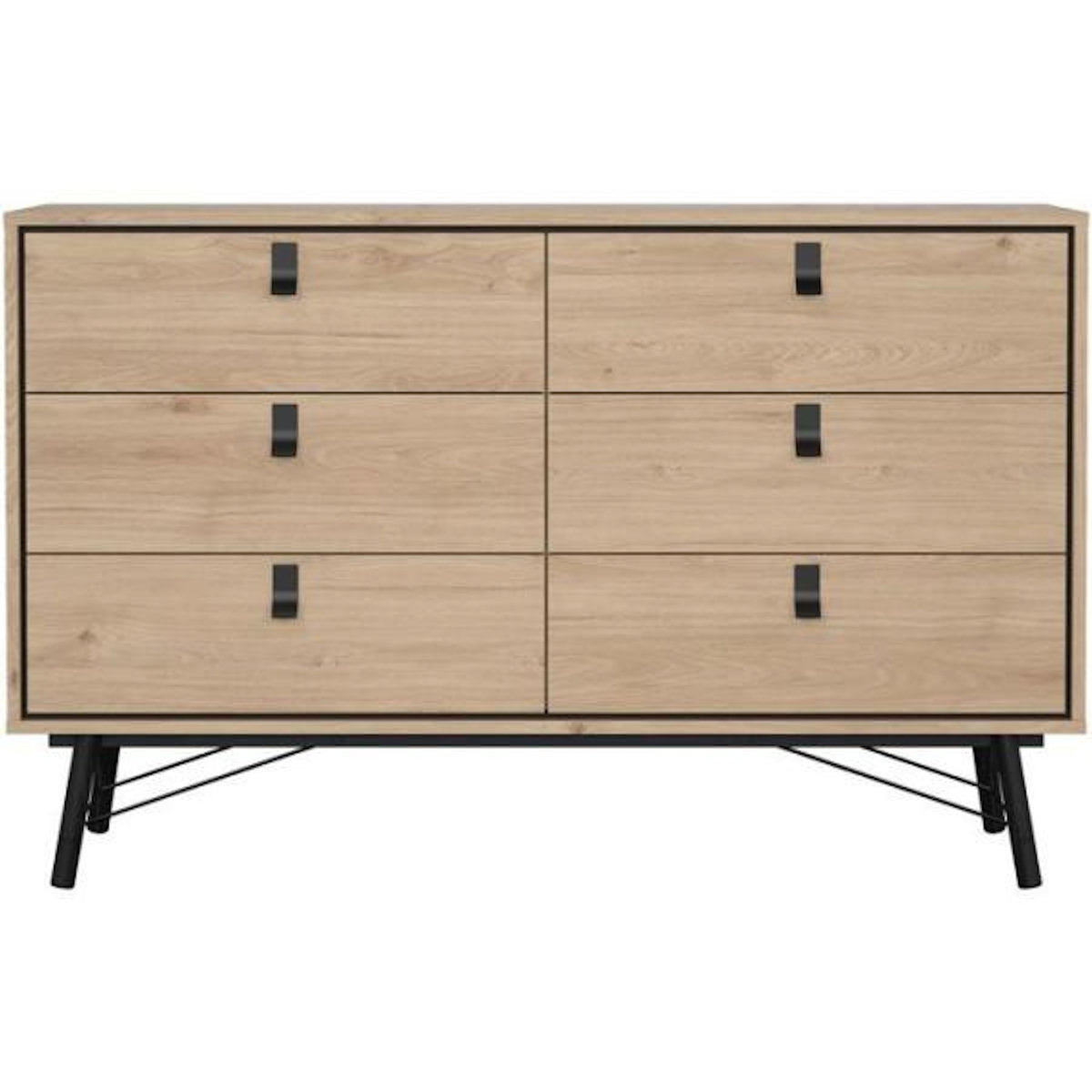 MARKET24 Commode RY - 6 Tiroirs - Décor Chene - L150,3 x P40,1 x H94,8 cm