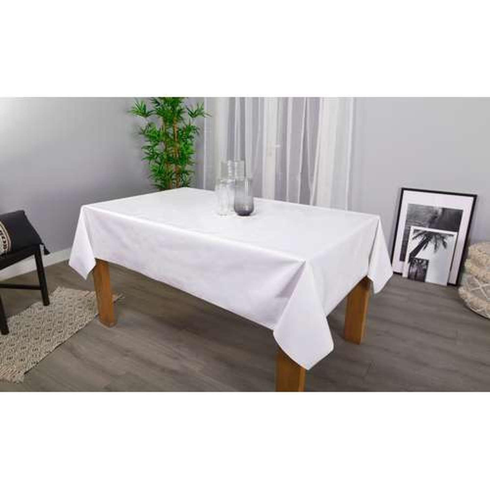 Voir la diapositive 2 : TOILINUX Nappe en toile cirée rectangulaire uni - 140 x 250 cm - Blanc