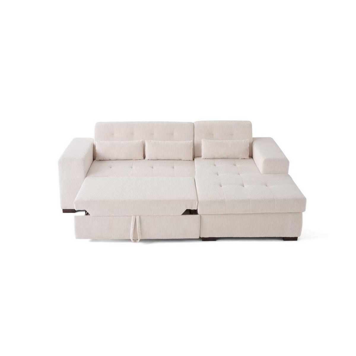 LISA DESIGN Vermont - canapé d'angle droit - 4 places - convertible avec coffre - en velours côtelé