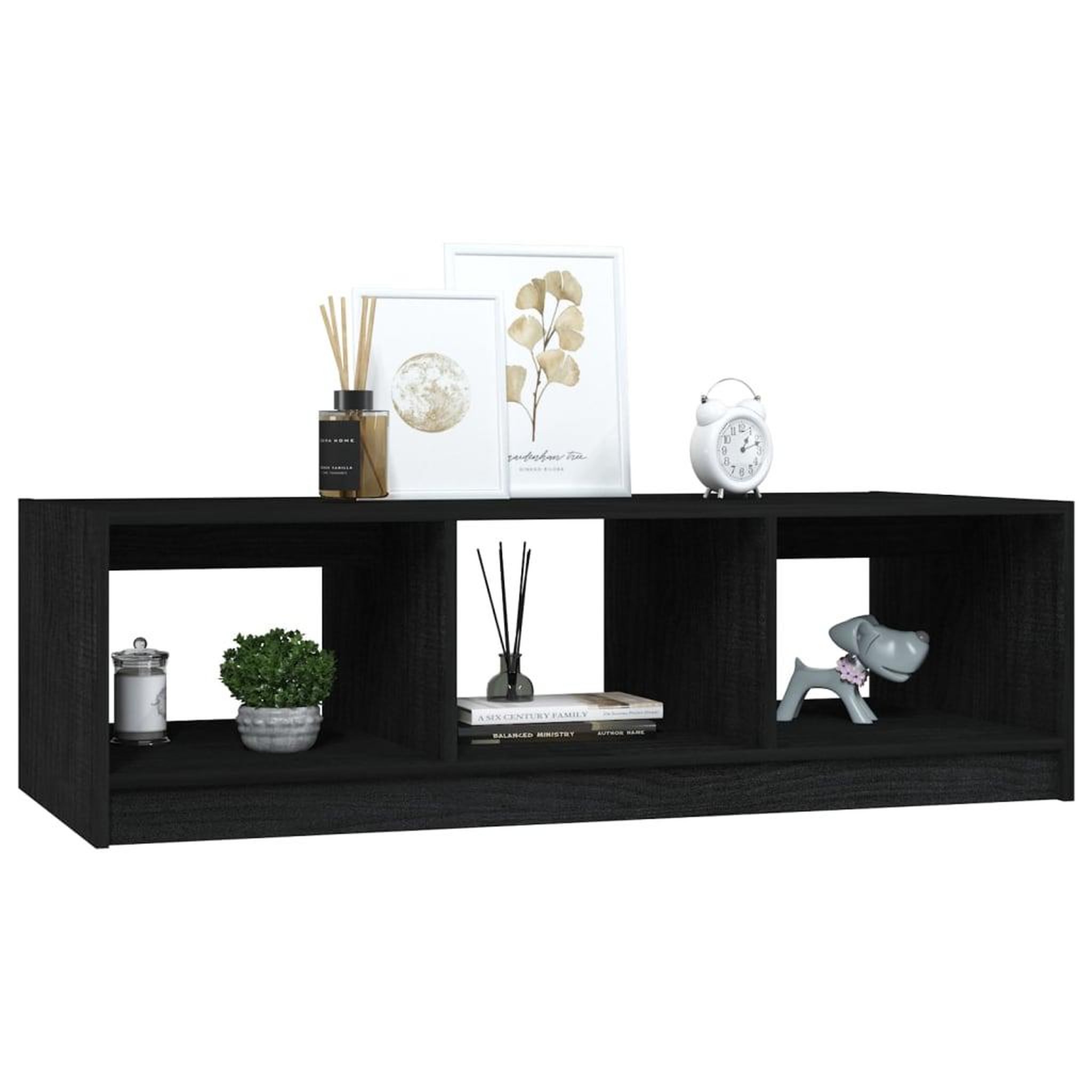 Voir la diapositive 4 : VIDAXL Table basse noir 110x50x34 cm bois de pin massif