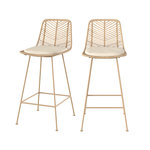 MAISON PAVANE Lot de 2 chaises pour îlot central 66 cm en rotin naturel-Tamara