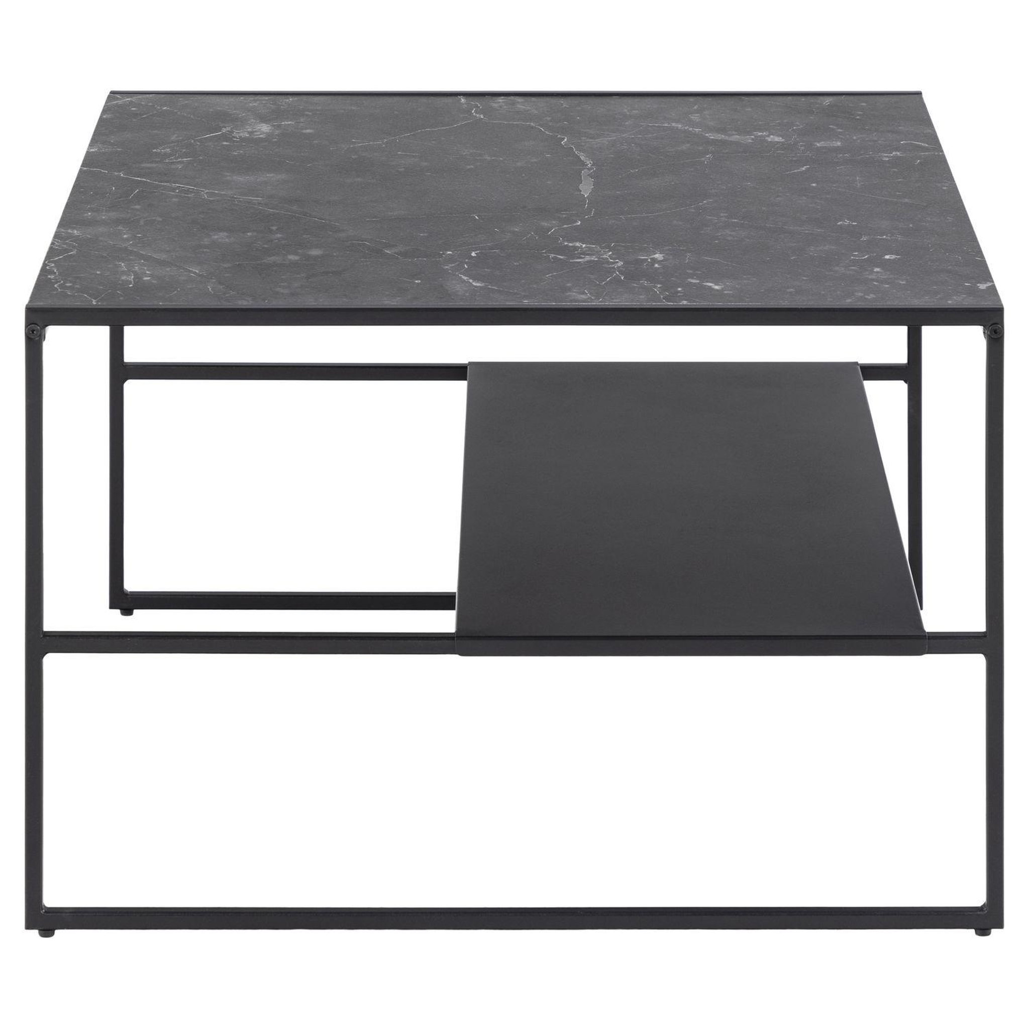 Voir la diapositive 3 : TOILINUX Table basse 2 niveaux en mélamine et métal - l.70 cm x h.45 cm - noir