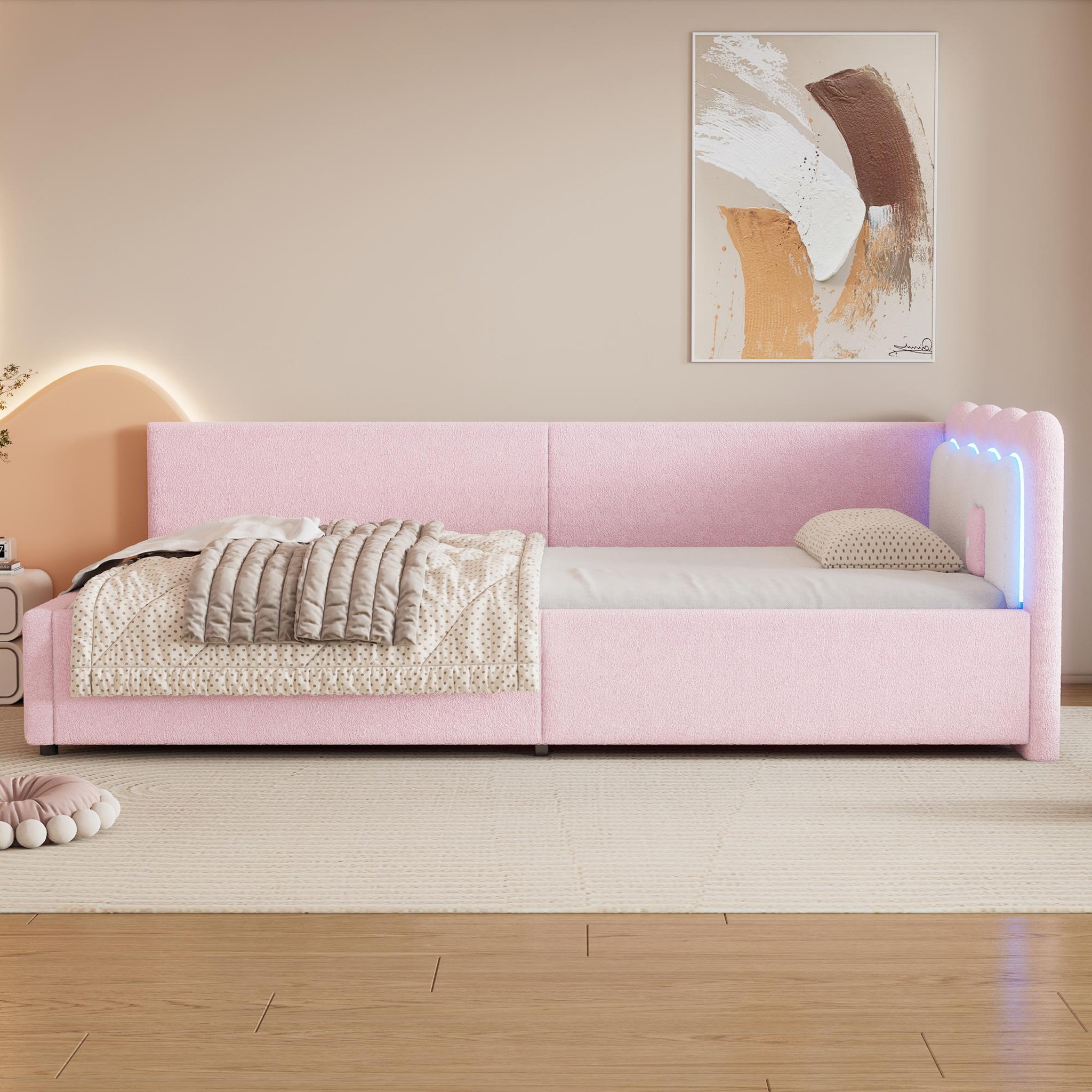 Voir la diapositive 4 : MERAX Lit simple rembourré 90x200cm
