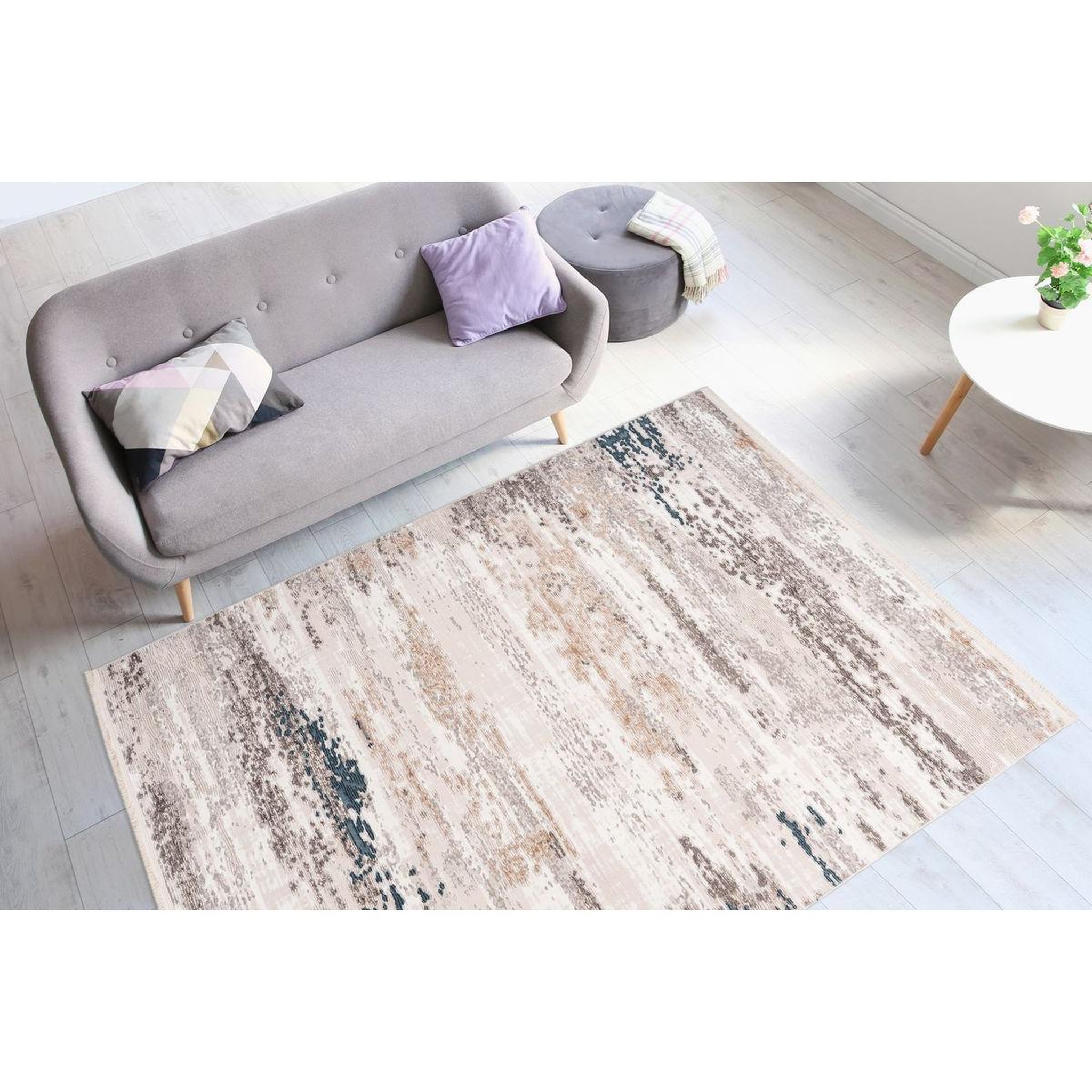 Voir la diapositive 2 : Paris Prix Tapis vintage à franges  akropolis iii  gris & bleu