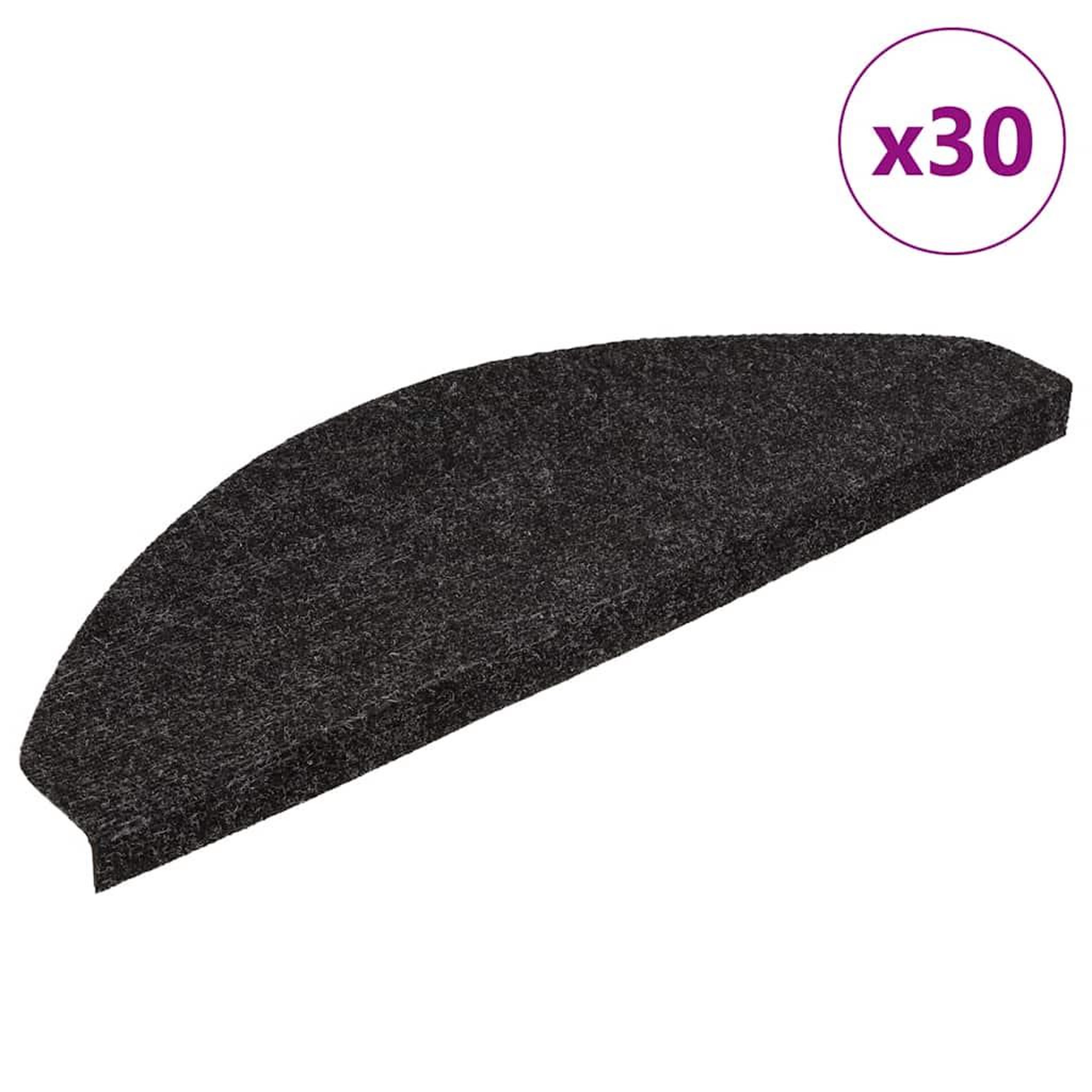 VIDAXL Tapis d'escalier auto-adhesifs 30 pcs anthracite 65x22,5x3,5 cm