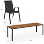Voir la diapositive 5 : ID MARKET Salon de jardin NOUMEA table 240 cm plateau verre trempé effet bois et 10 chaises empilables noir et bois