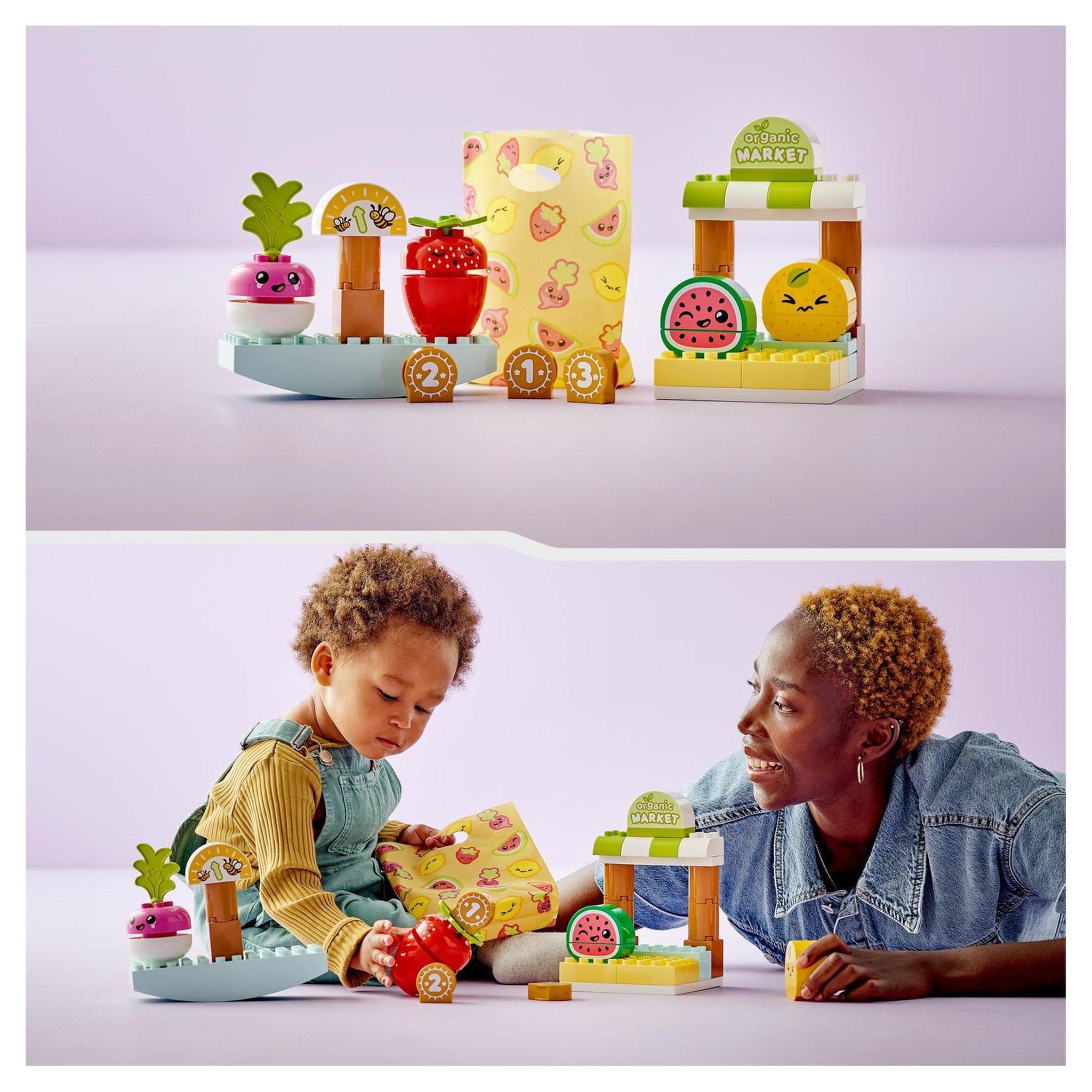 Voir la diapositive 7 : LEGO DUPLO 10983 - Le marché bio, Jeu sur la Nourriture, Fruits et Légumes, Apprentissage des Chiffres, Jouets Éducatifs à Empiler, Enfants