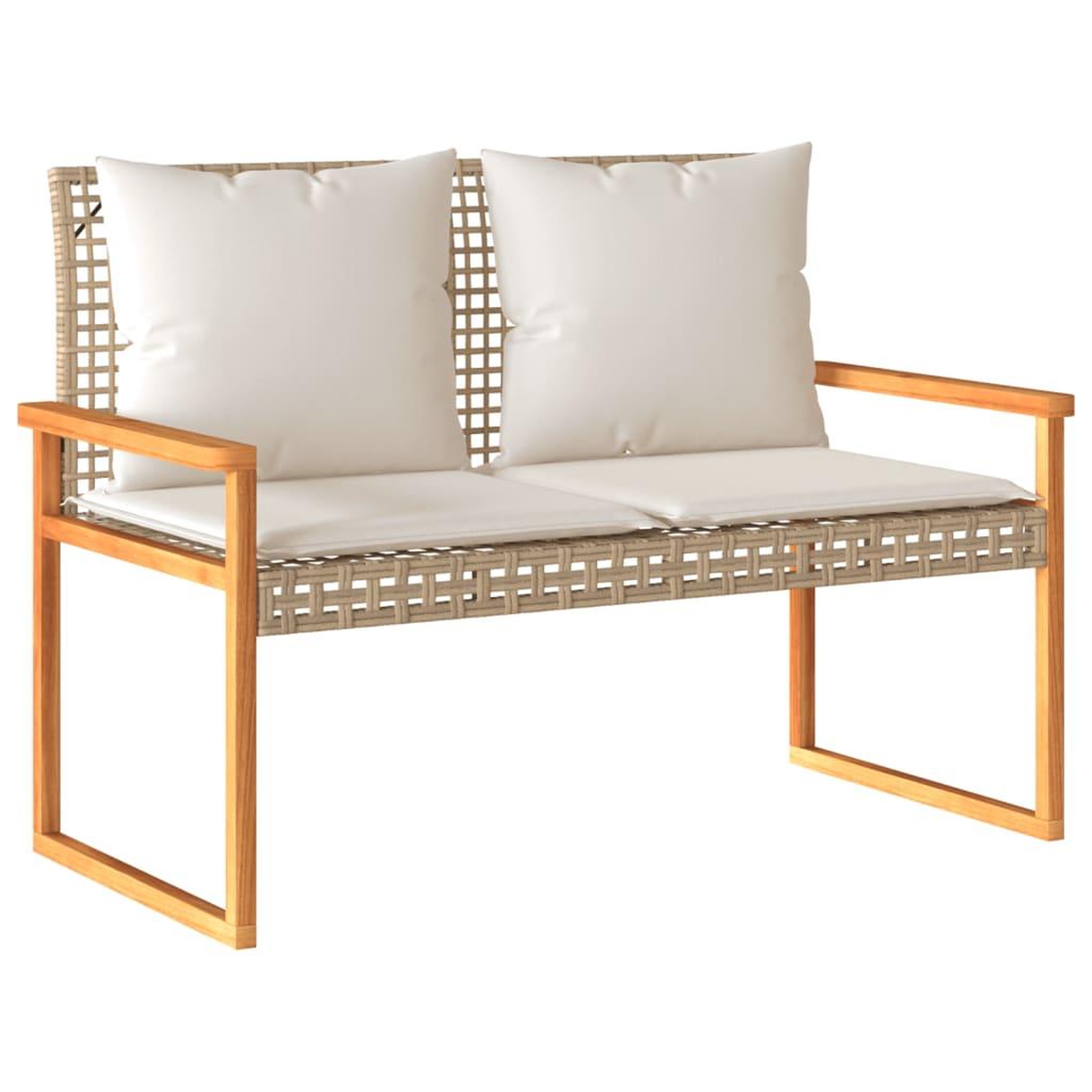 Voir la diapositive 2 : VIDAXL Banc de jardin avec coussin melange beige resine tressee acacia