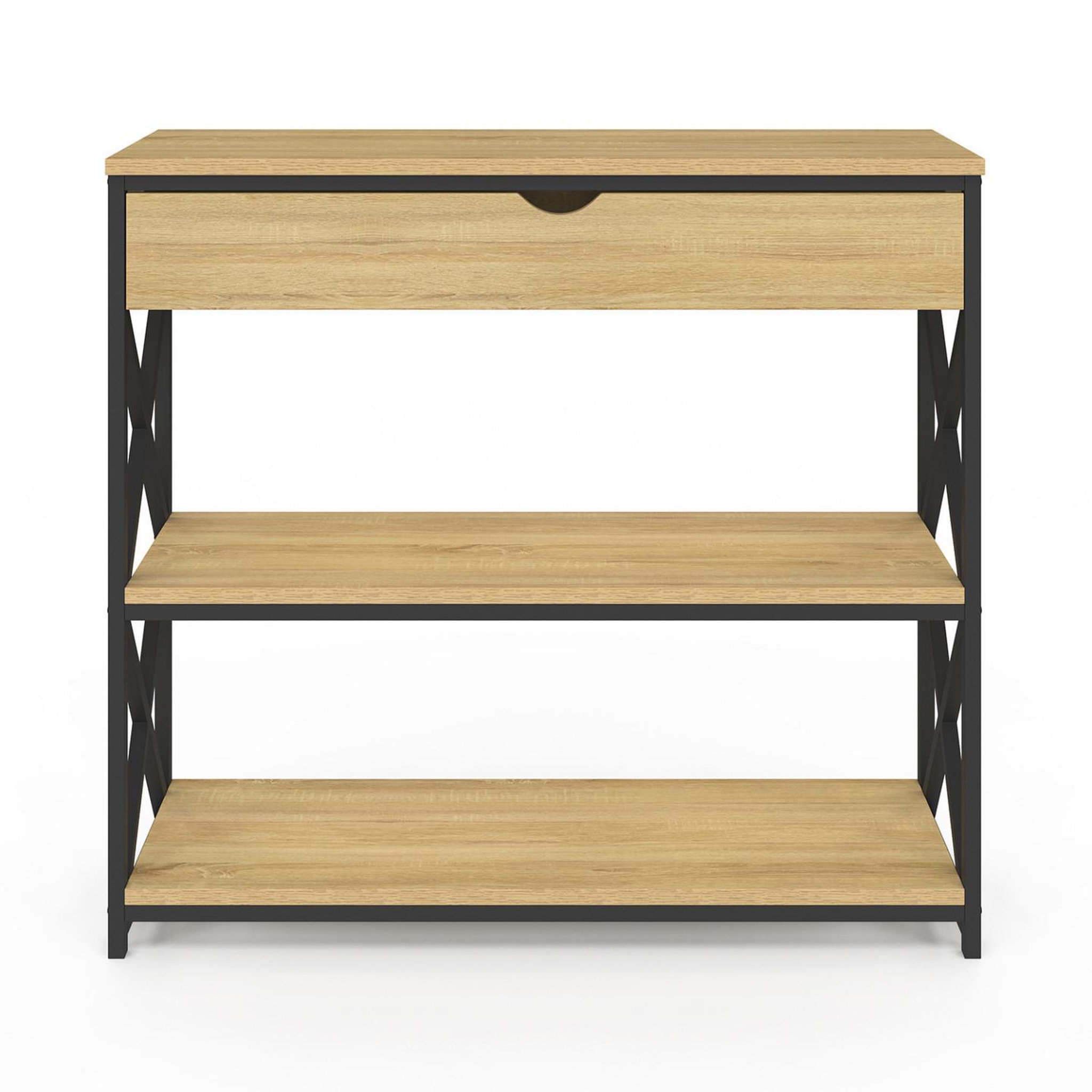Voir la diapositive 3 : ID MARKET Console 1 tiroir wayne 2 étagères design industriel