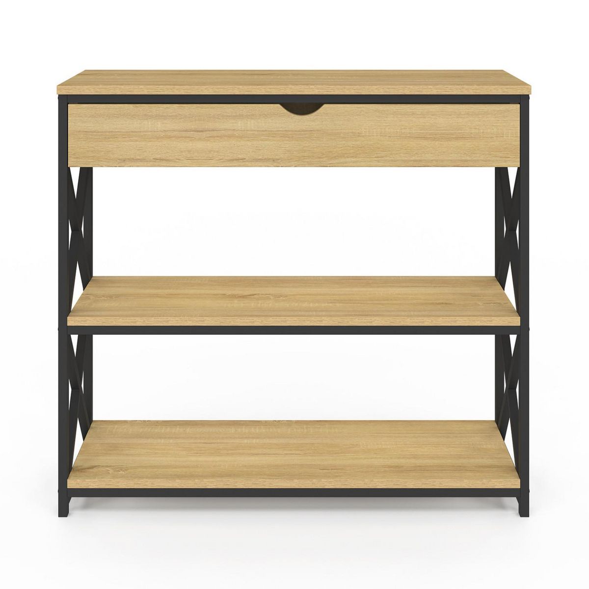 ID MARKET Console 1 tiroir WAYNE 2 étagères design industriel