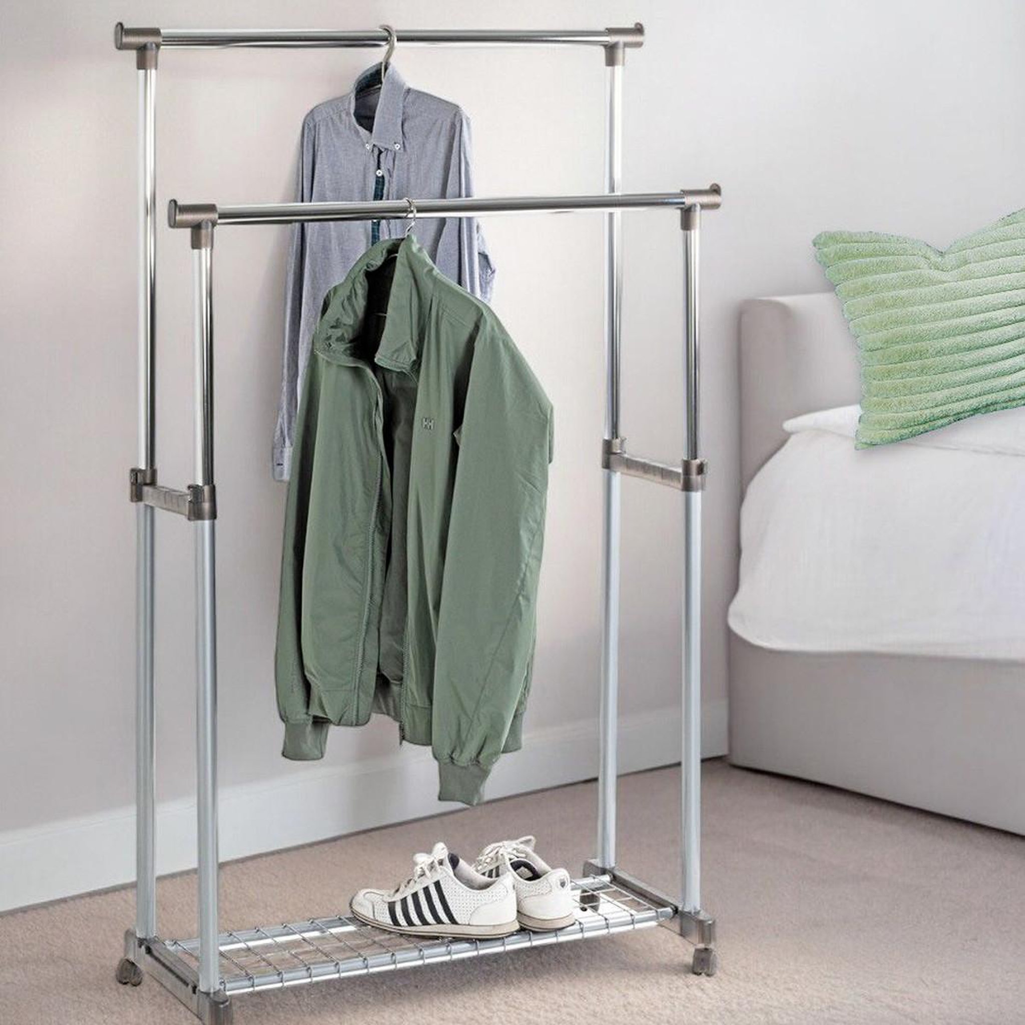 Voir la diapositive 2 : Paris Prix Portant à vêtements  2 barres  170cm chromé