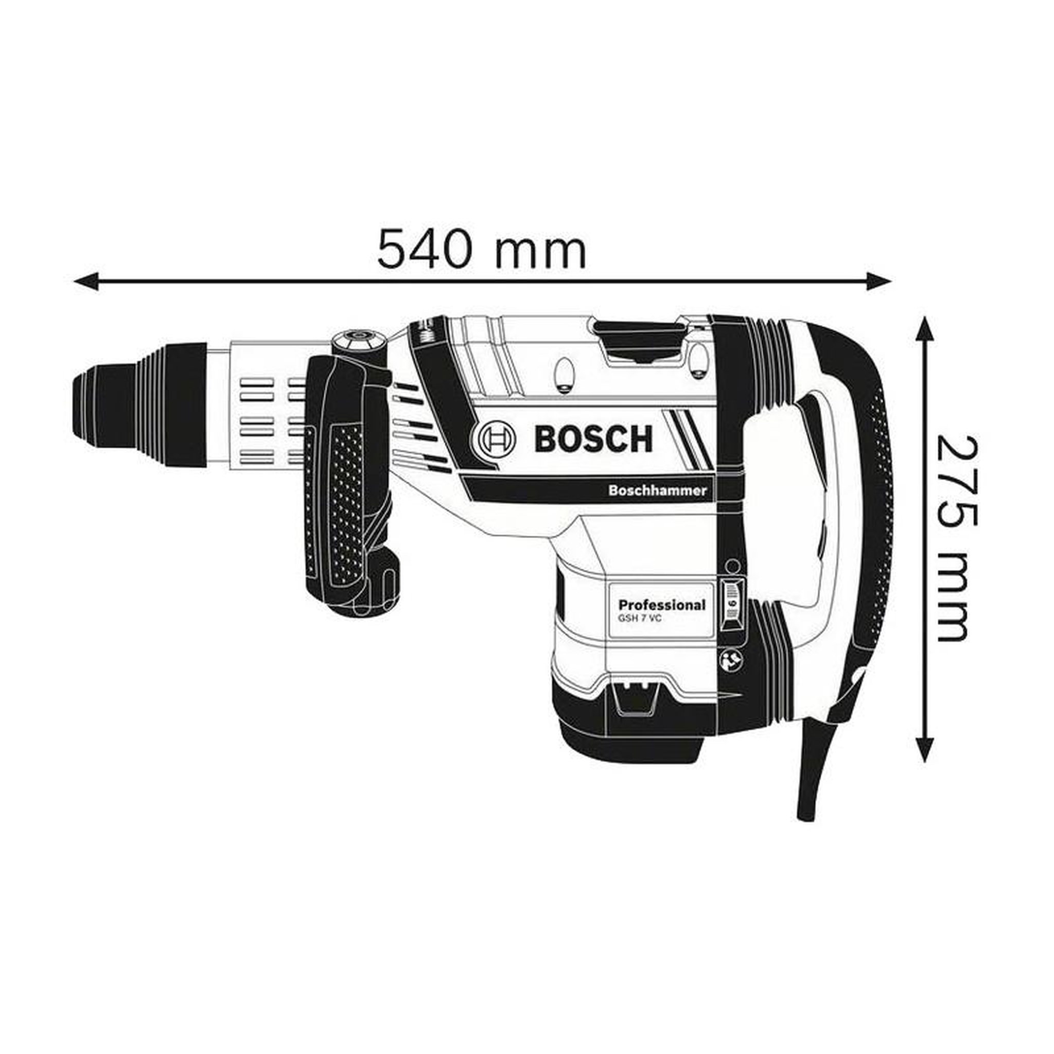 Voir la diapositive 3 : BOSCH Marteau piqueur SDS Max 1500W GSH7 VC 13J en coffret standard BOSCH 0611322000