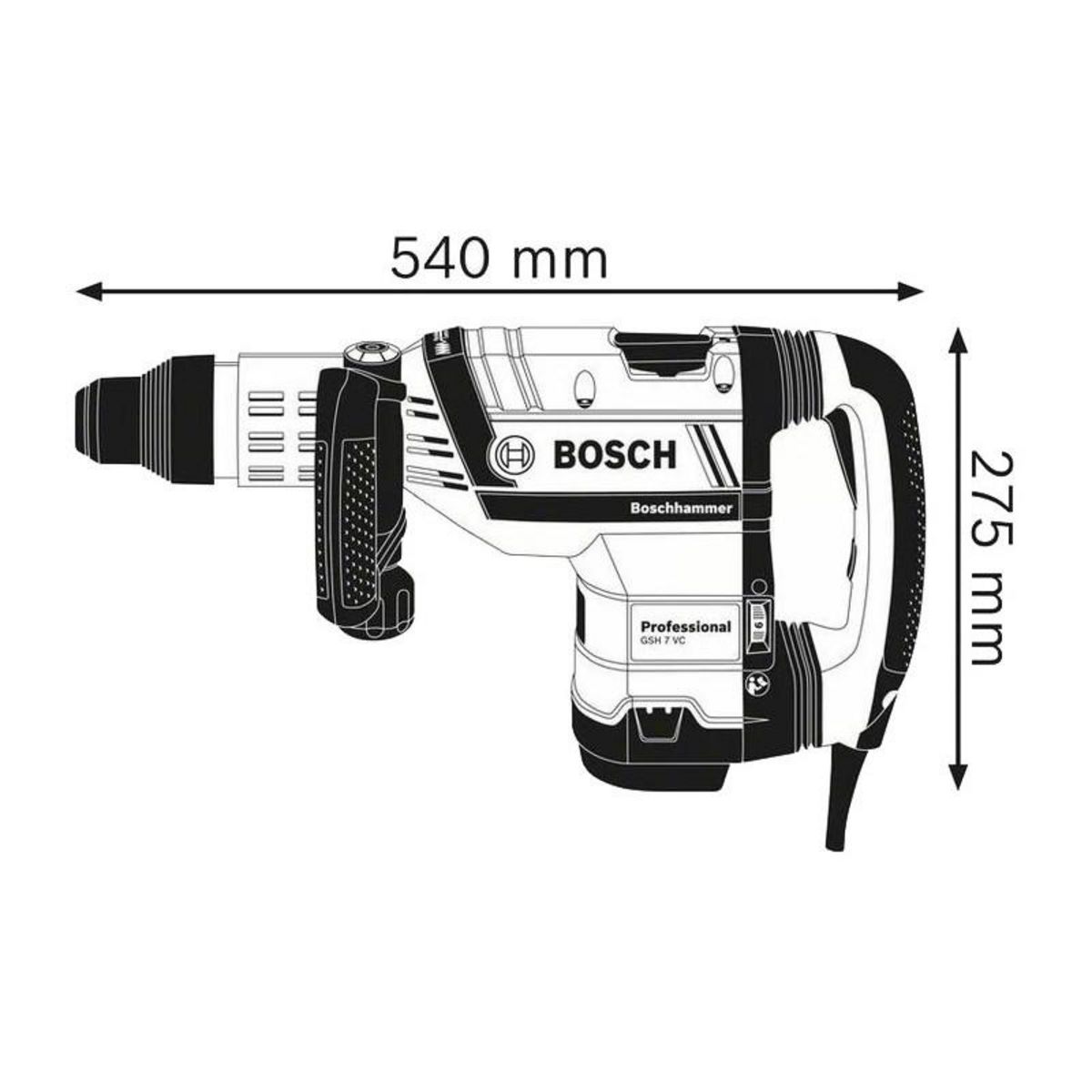 BOSCH Marteau piqueur SDS Max 1500W GSH7 VC 13J en coffret standard BOSCH 0611322000