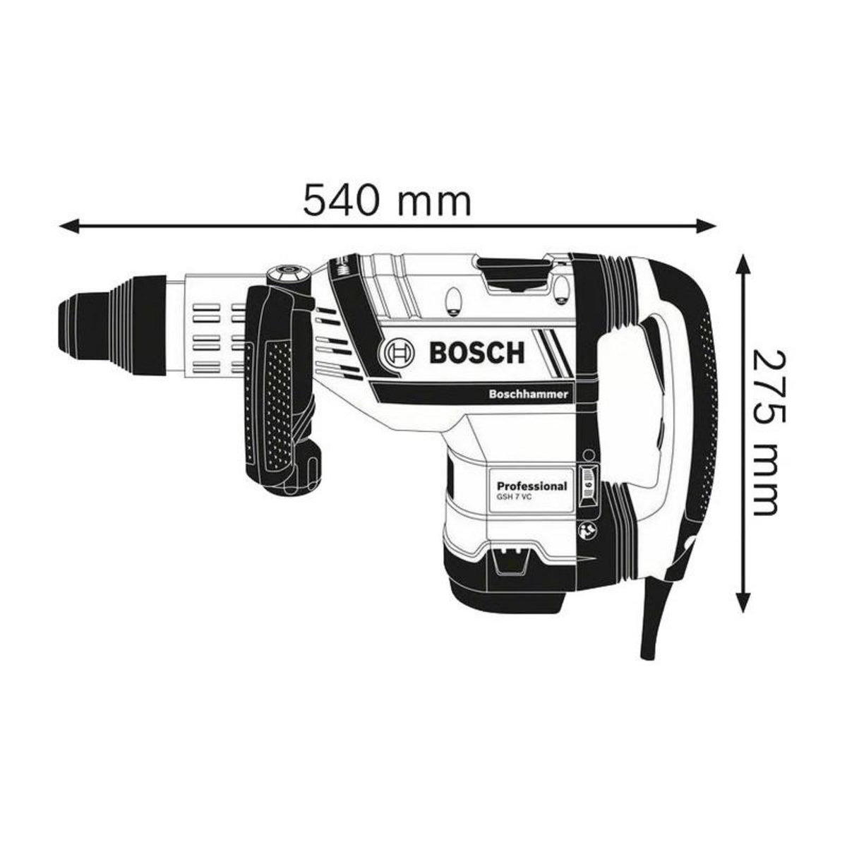 BOSCH Marteau piqueur SDS Max 1500W GSH7 VC 13J en coffret standard BOSCH 0611322000