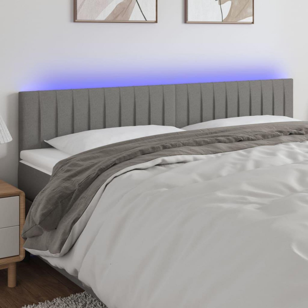 VIDAXL Tete de lit a LED Gris fonce 160x5x78/88 cm Tissu