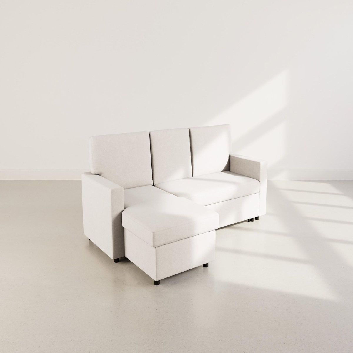BEST MOBILIER Meiya - canapé d'angle réversible 4 places convertible avec coffre en tissu