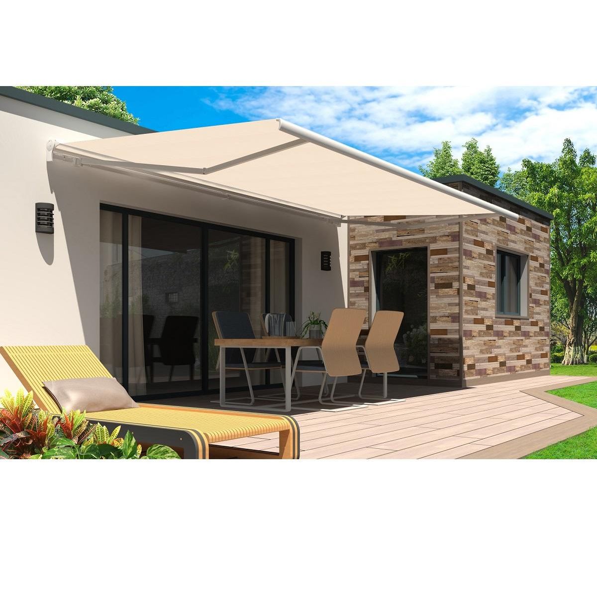 SUNSTYL Store motorisé 4x3.5m monobloc toile unie VERACRUZ 