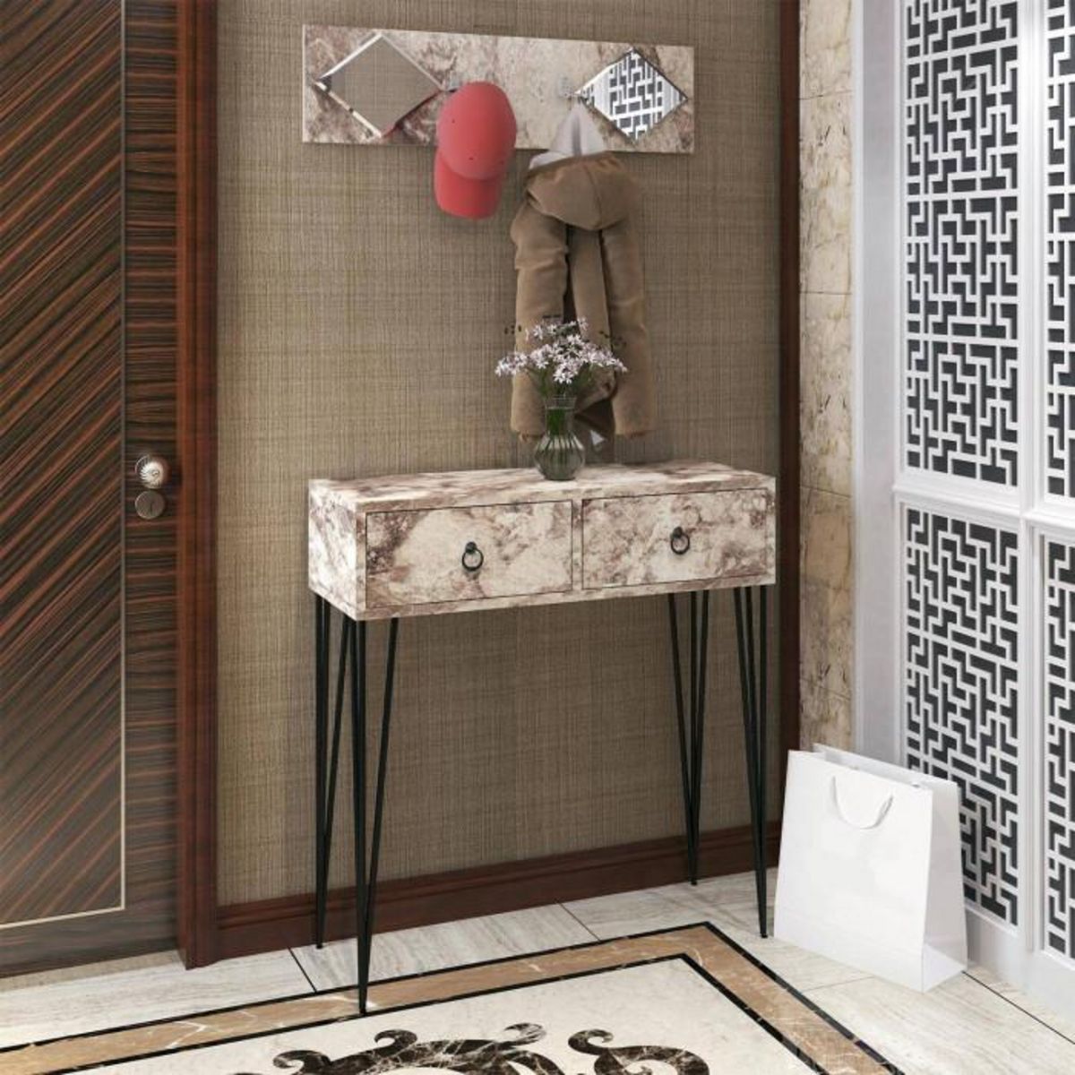 Paris Prix Console 2 Tiroirs Design  Magrito  95cm Blanc