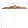 Voir la diapositive 4 : VIDAXL Parasol d'exterieur avec mat en bois 350 cm Taupe