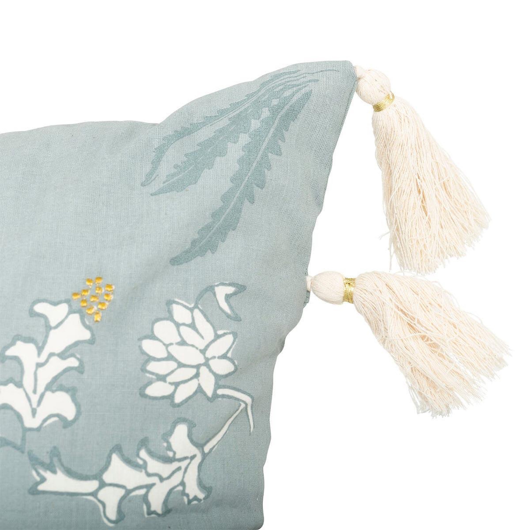 Voir la diapositive 2 : ATMOSPHERA Coussin déco brodé  wild romance  38x58cm vert céladon