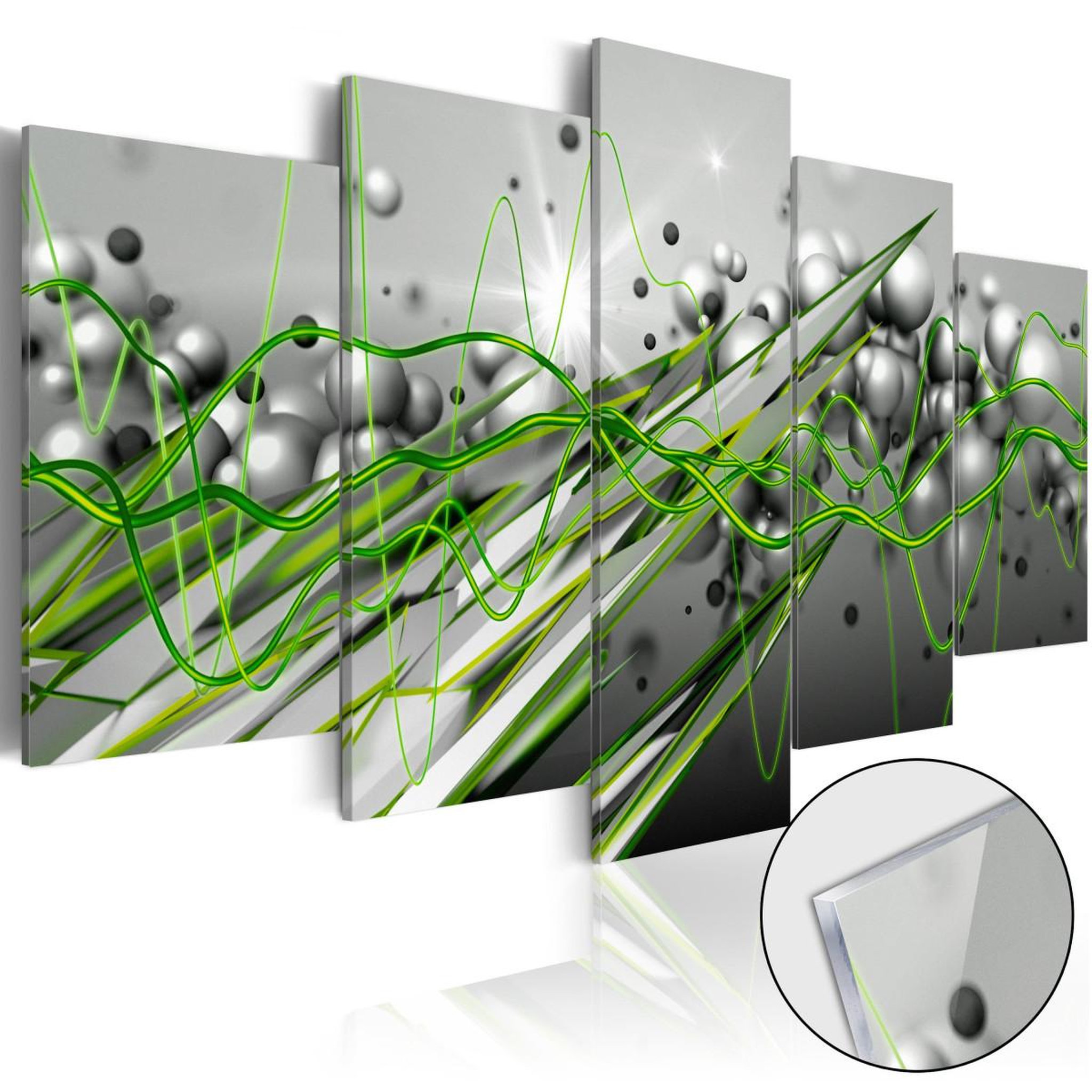 Paris Prix Tableau sur verre acrylique  green rhythm. Coloris disponibles : Multicolore