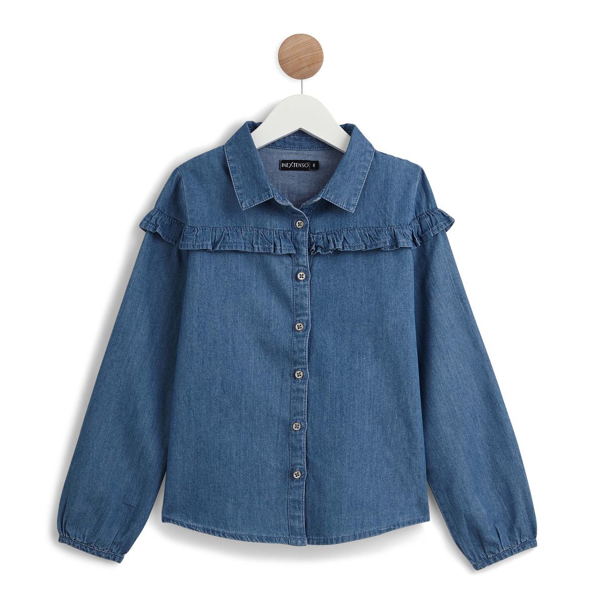 IN EXTENSO Chemise en jean volantée fille