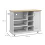 Voir la diapositive 3 : HOMCOM Desserte de cuisine îlot multi-rangement MDF blanc plateau bois hévéa verni