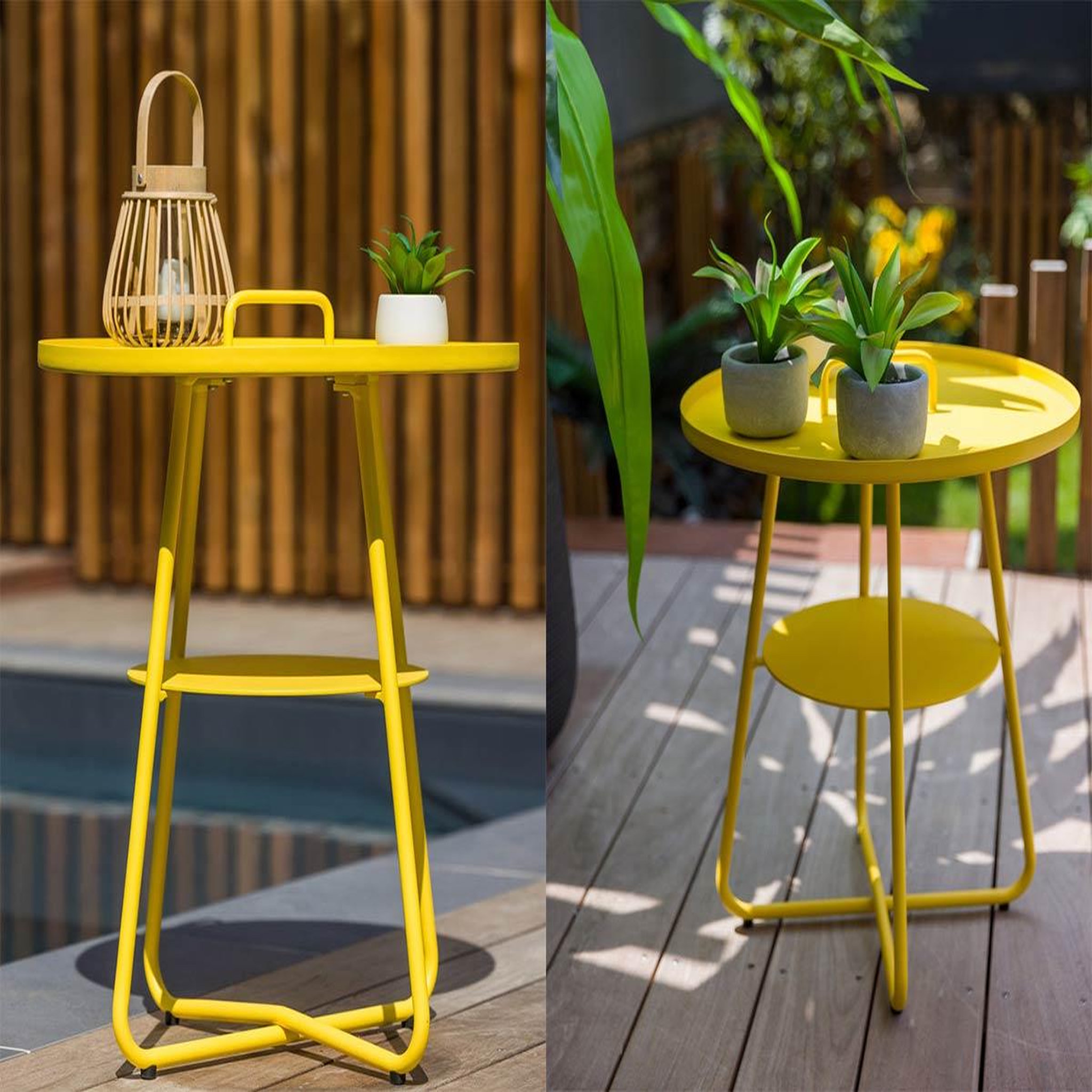 Voir la diapositive 2 : Jardiline Table basse ronde en aluminium jaune thasos ø 50 cm - jardiline