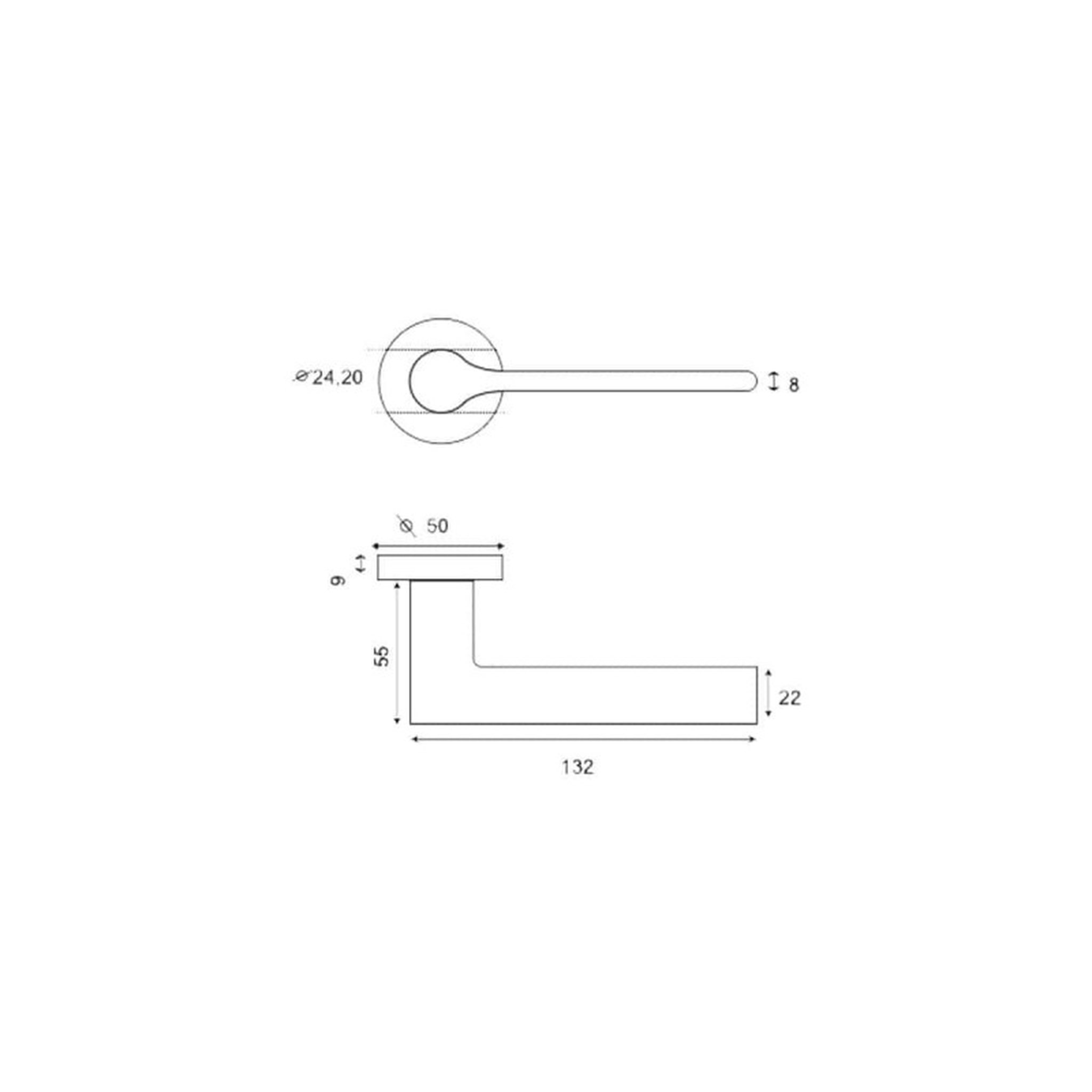 Voir la diapositive 2 : ESPACE-BRICOLAGE Poignée de porte Bréva avec Rosace ronde Zamak - Finition Nickelée mat - 55x132x22mm