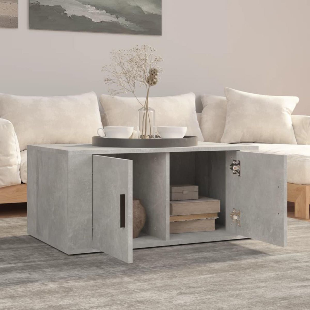 VIDAXL Table basse Gris beton 80x50x36 cm Bois d'ingenierie