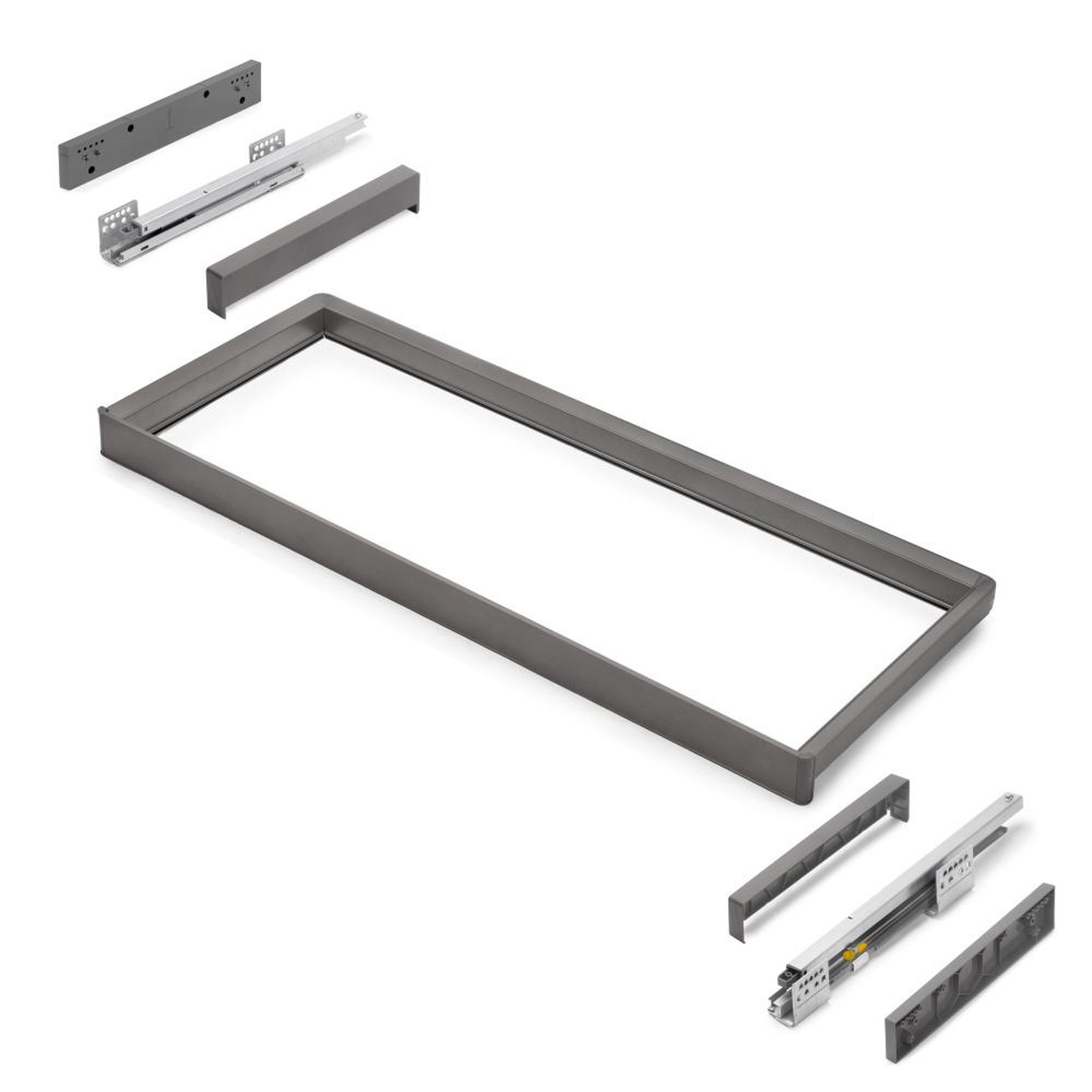 EMUCA SRL Rack avec glissières à extension totale et à fermeture douce pour accessoires d'armoire Quartz -  937-963mm -  Aluminium et plastique -  Titane