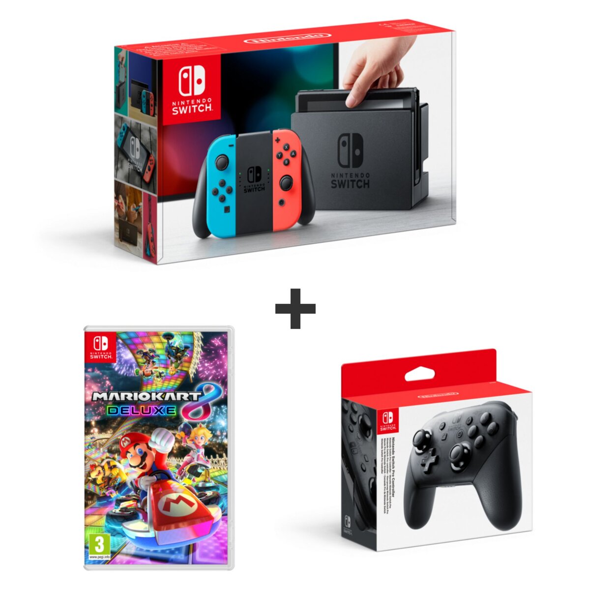 EXCLU WEB Console Nintendo Switch Néon + Mario Kart 8 Deluxe + Manette Switch PRO