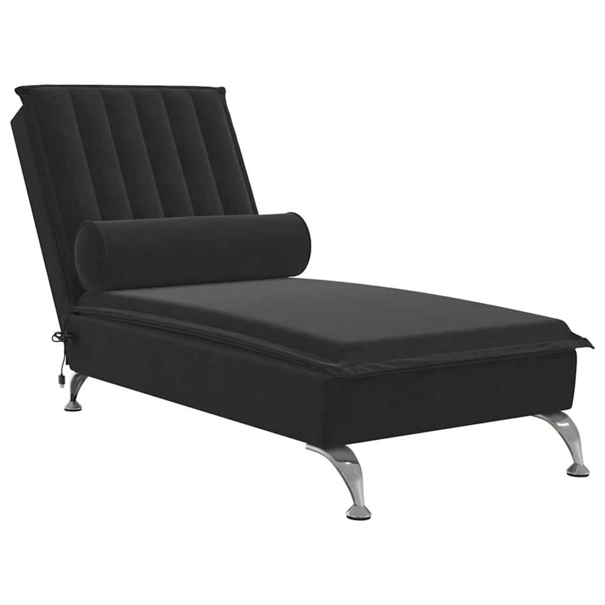 VIDAXL Chaise longue de massage avec traversin noir velours